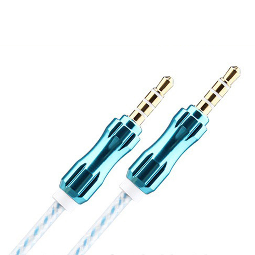 Auxiliary Music Cable 3.5mm to 3.5mm Wire Cable with Metallic Head (Blue)